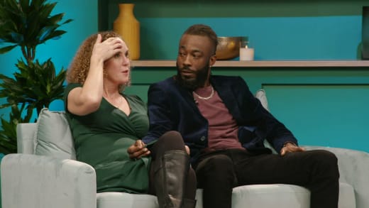 Victor McLean and Ellie Rose sit together (The Other Way Season 3 Tell All promo)