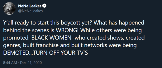 NeNe Leakes discrimination tweet - ready to start this boycott yet?