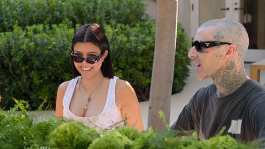 Kourtney Kardashian Dines Outdoors with Travis Barker