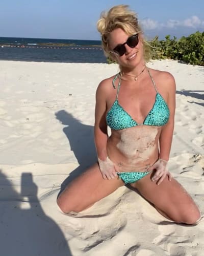 Britney Spears in a Green Bikini in Mexico