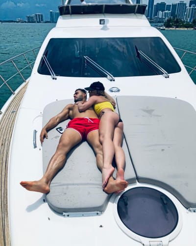 Sam Asghari and Britney Spears on a Boat