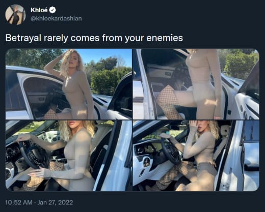 Khloe Kardashian tweet - betrayal rarely comes form your enemies