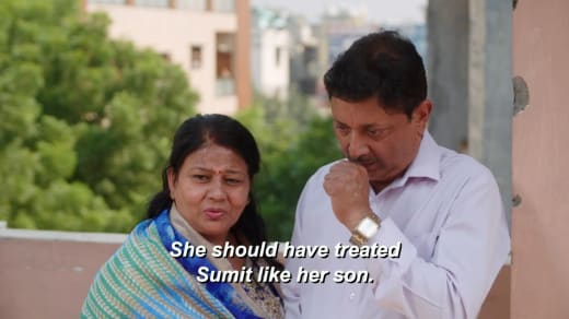 Sumit's parents - she should have treated Sumit like her son