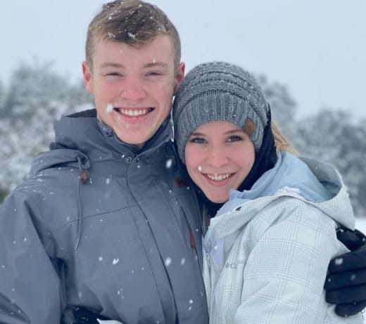 Justin Duggar and Claire Spivey in the Snow