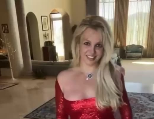 Britney Spears Models a Flirtatious Red Dress