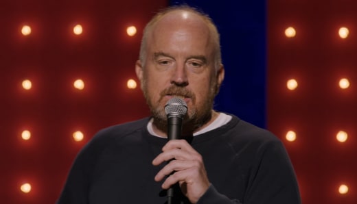 Louis C.K. speaks during "Sorry" stand-up special