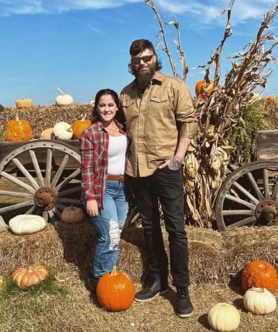 Janelle and David on a real farm