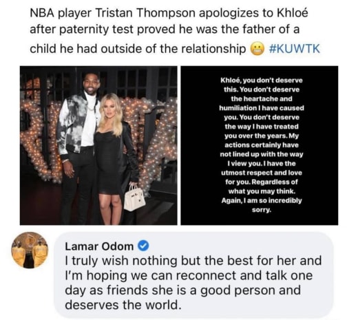 Lamar Odom comments about Tristan paternity results and Khloe