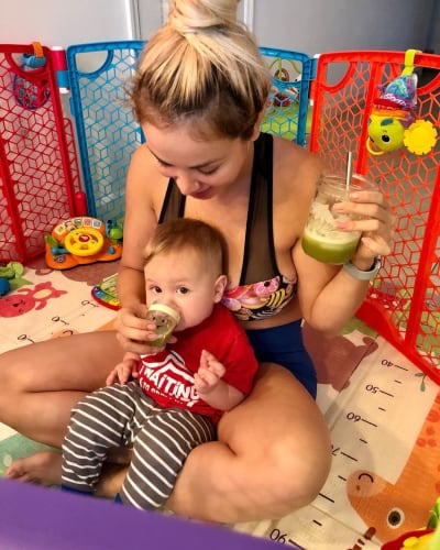 Paola Mayfield Feeds Baby Axel Mayfield Celery Juice