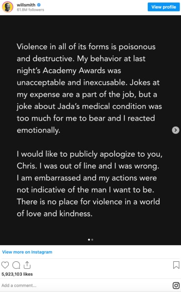 Will Smith apology