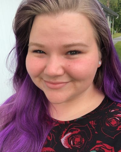 Nicole Nafziger with Purple Hair
