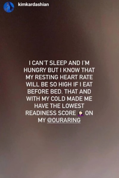 Kim Kardashian IG resists eating while hungry before bed