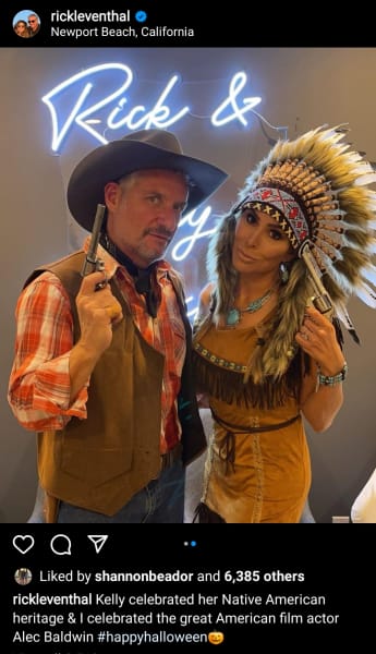 Rick Leventhal IG 02 of 02 as Alec Baldwin with Kelly Dodd in a war bonnet