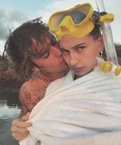 Justin Bieber and Hailey Baldwin, Wet and Affectionate