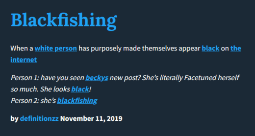 Blackfishing definition via urbandictionary
