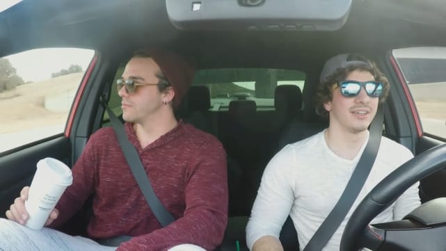 Caleb gets a ride to the airport with his brother