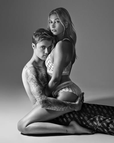 Justin Bieber and Hailey Baldwin, PDA for Calvin Klein