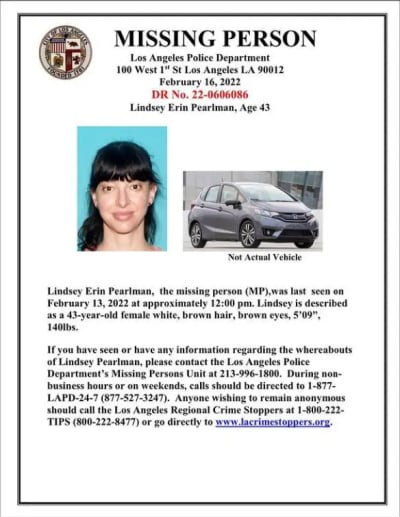Lindsay Pearlman is missing