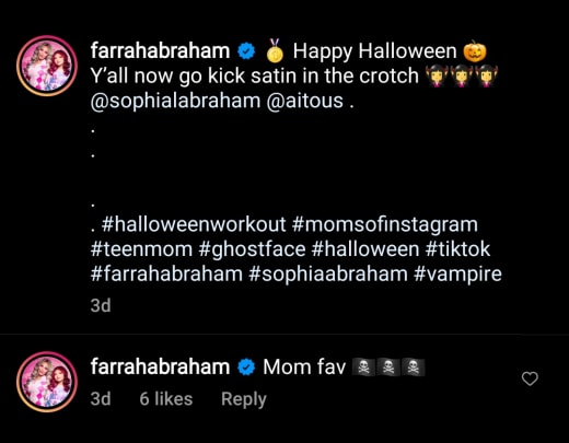 Farrah Abraham IG kick "satin"