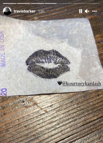 Travis Barker IG Kourtney lips tattoo paper