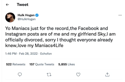 Hogan's Tweet